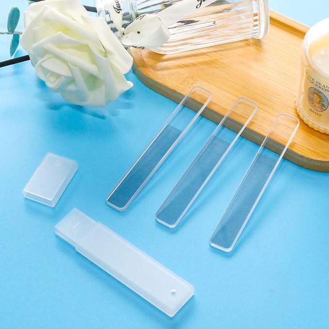 Pine & Linen 8 Pcs Nano Nail File, Glass Fingernail Polisher Shiner Glass Nails Buffers, Crystal Nail Files for Nails/Women（Style-1）