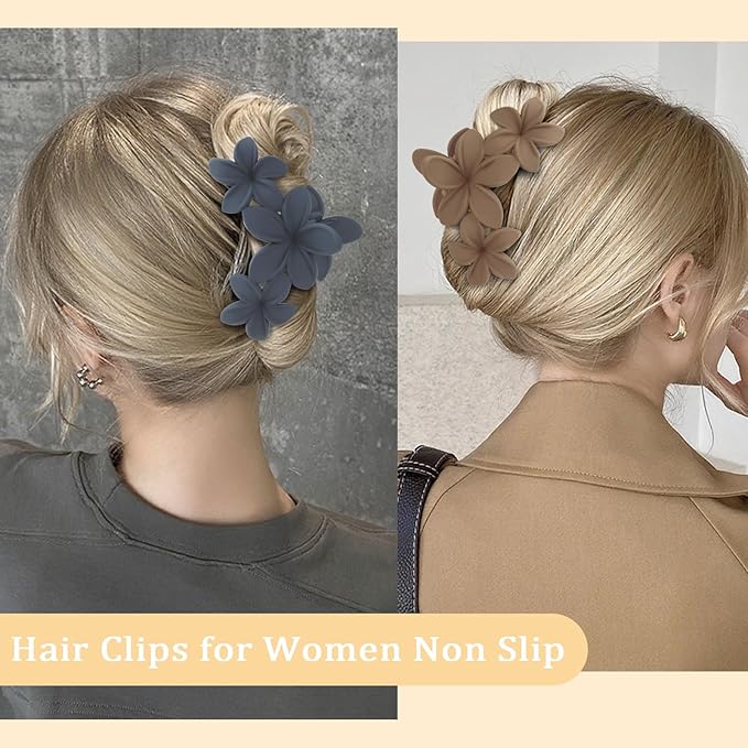 Hawaiian Flower Hair Clips Large Matte Hair Claw for Women Non-Slip Strong Hold Clips for Thick Hair, Hair Accessories for Women