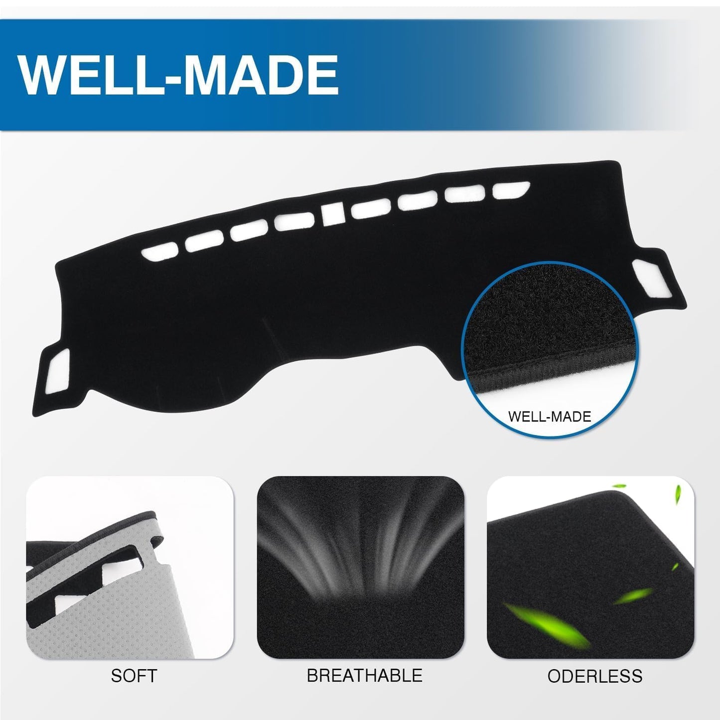 KUST Black Dash Cover for Kia Forte/K3 2019 2020 2021 2022 2023 2024 (S, EX, FE, LX, LXS, GT, GT-Line) Polyester Dashboard Cover Non-Slip Custom Fit Dash Mat Windshield Sunshade Glare