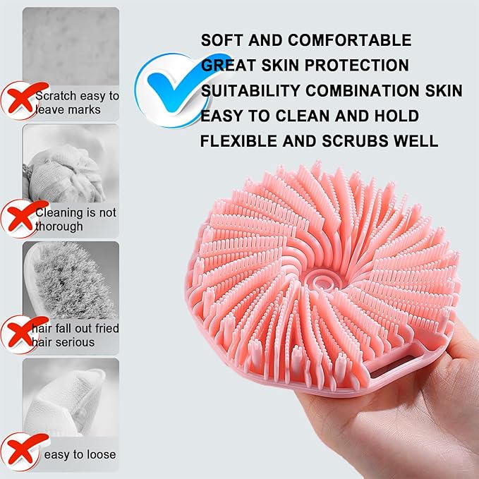 Silicone Body Scrubber, Exfoliating Body Scrubber for Sensitive Skin, Non-Slip Shower Scrubber for Body, Silicone Body Brush for Showering, Charcoal, Effective Showering Exfoliation, Gentle Massage