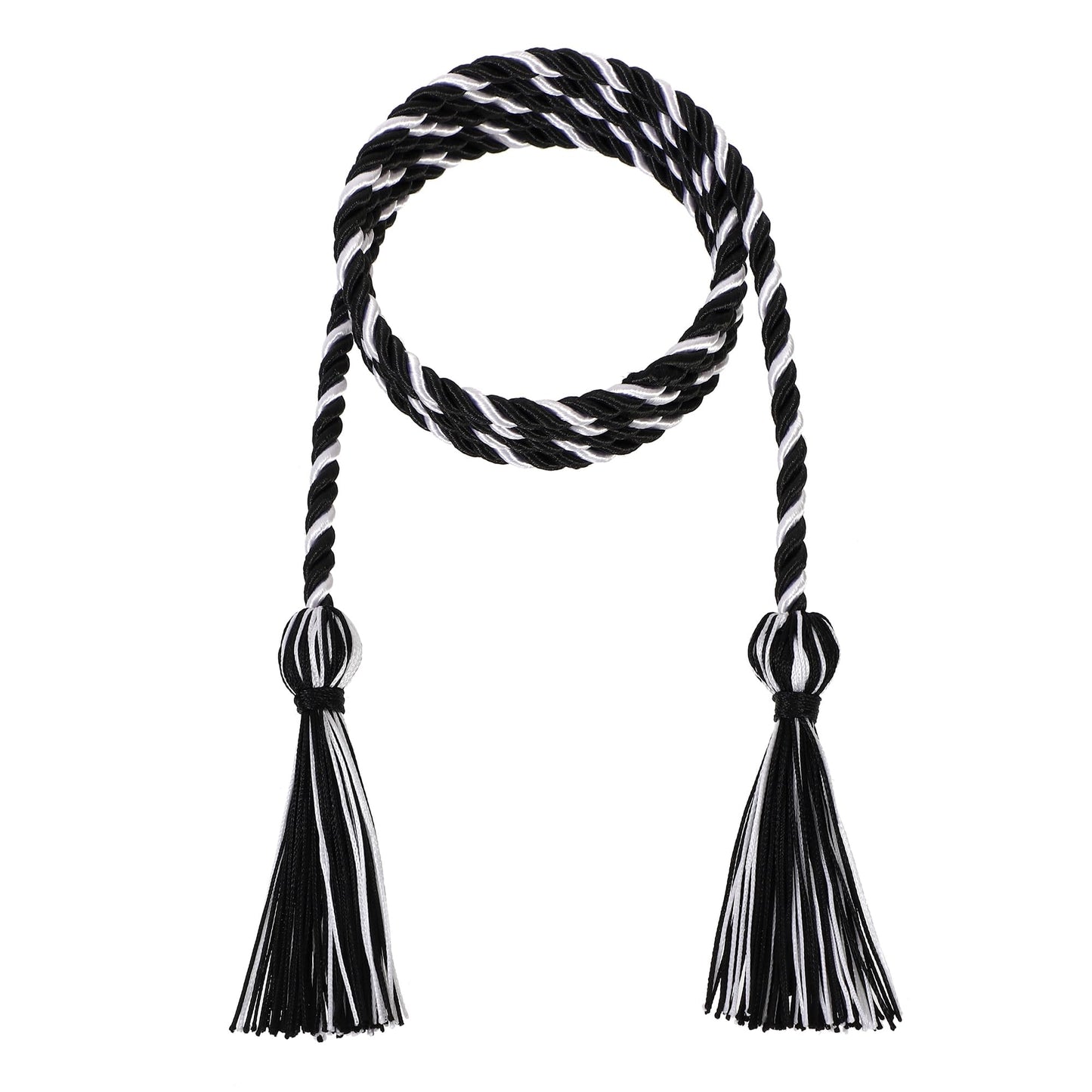 D DODOU 10 Pieces Graduation Cords Polyester Graduation Honor Braided Cords with Sewing Tassels for Bachelor, Master, Doctor 68" Long (Black White)