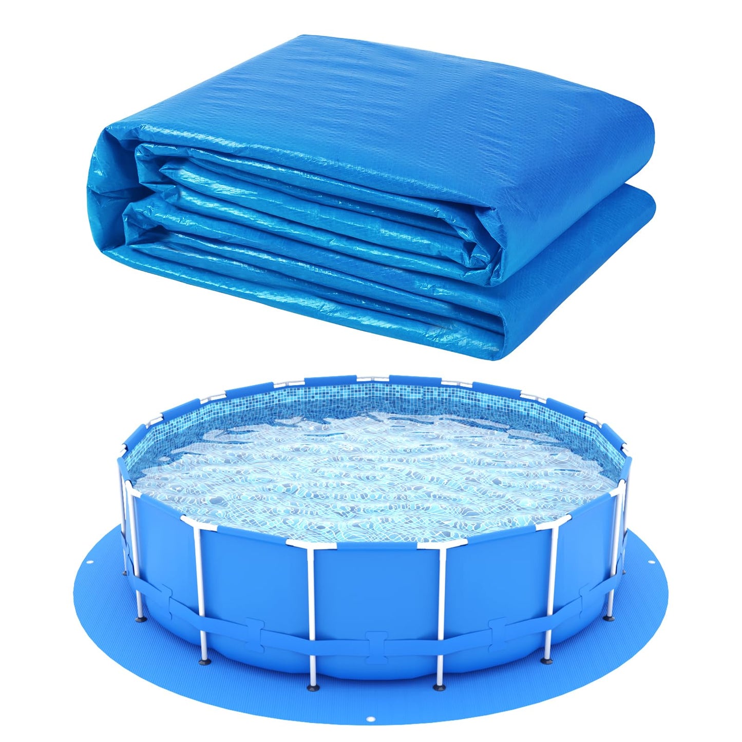 16 x 16 Ft Swimming Pool Ground Cloth Round Swimming Pool Tarpaulin Tarp for Above Ground Swimming Pools Heavy Duty Pool Ground Mat Protector Pad Prevents Punctures