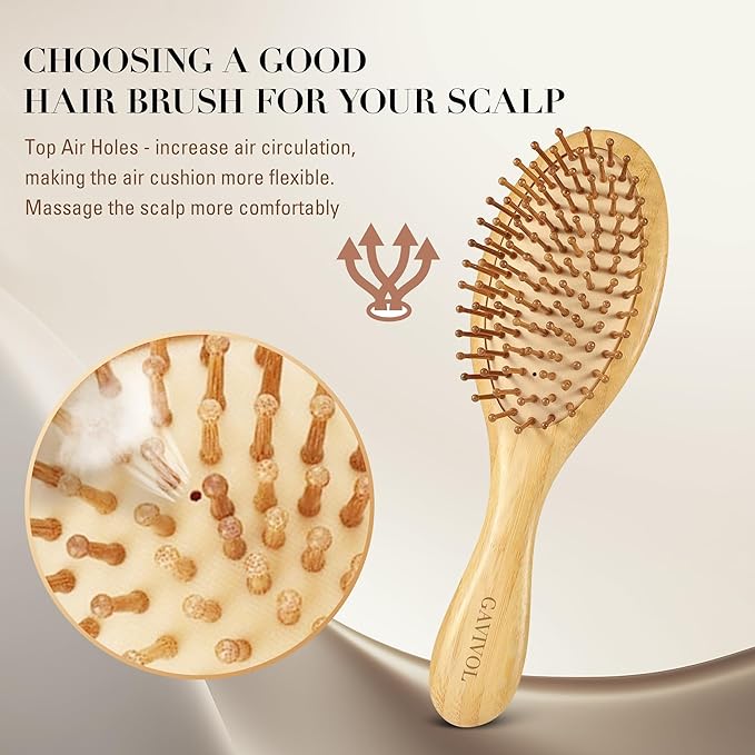 Bamboo Hair Brush for Hair Growth Natural Bamboo Bristles Detangling Wooden Paddle Hairbrush for Scalp Massaging Ergonomic Handle Ideal for Women Men and Kids Suitable for All Hair Types