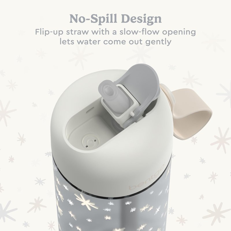 Bentgo Kids Water Bottle (Whimsy & Wonder Collection) - Leak-Proof Durable Tritan 15 oz. Cup for Kids/Toddlers 3+; Flip-Up Safe-Sip Straw for School, Sports, Daycare, Camp & More (Starry Sprinkle)