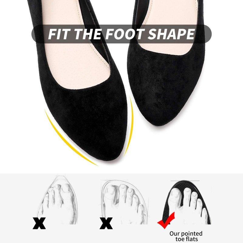 HEAWISH Women’s Black Flats Shoes Comfortable Suede Pointed Toe Slip On Casual Ballet Flats Dress Shoes Nude Flats(Black, US8)