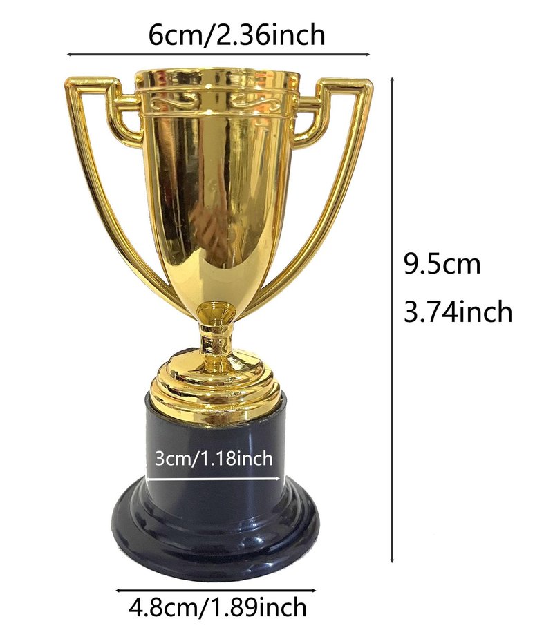 YYaaloa 12 Pack Mini Trophies Plastic Gold Award Trophy Cups 4 Inch for Awards for Party Favors, Props, Rewards, Winning Prizes Props,Sports Tournaments,Competitions (12 Pack)