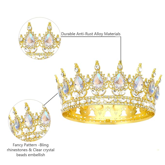 YOUlDIANZI Queen Crown Rhinestone Wedding Crowns and Tiaras for Women Costume Party Hair Accessories Princess Birthday Crown Crystal Bridal Crowns