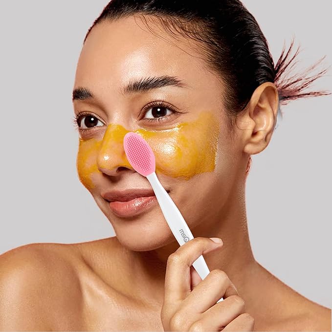 MSQ 5 PCS Lip Scrub Brush, Double-end Silicone Nose Clean Brush Lip Exfoliating Brush for Men Women Double-Sided Soft Lip Brush for Smoth Lip Appearance