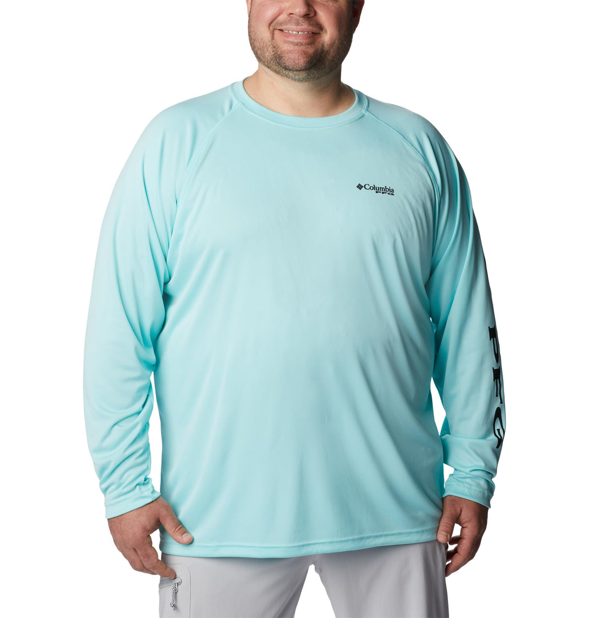 Columbia Men's PFG Terminal Tackle Long Sleeve Fishing Shirt, Gulf Stream/Black Logo, XX-Large