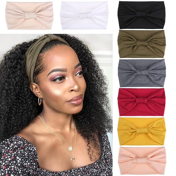 Kachanaa 8 Packs Wide Headbands for Women's Hair,Non Slip Soft Elastic Large African Bandeau Hair Bands Makeup Yoga Workout Running Sweat Hair Wraps Fashion Hair Accessories