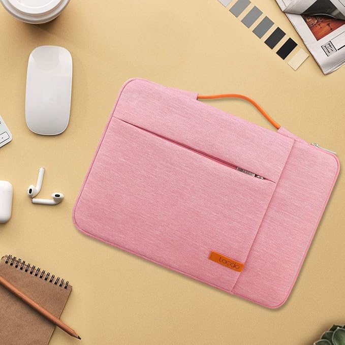 Lacdo 360° Protective Laptop Sleeve Case for 14 inch MacBook Pro M5 Pro/Max A3426 A3427 (2026), M5/M4/M3/M2/M1 A3434 A3112 A3401 A3185 A2918 A2992 | 13.8 inch Surface Laptop 7th Computer Bag, Peach