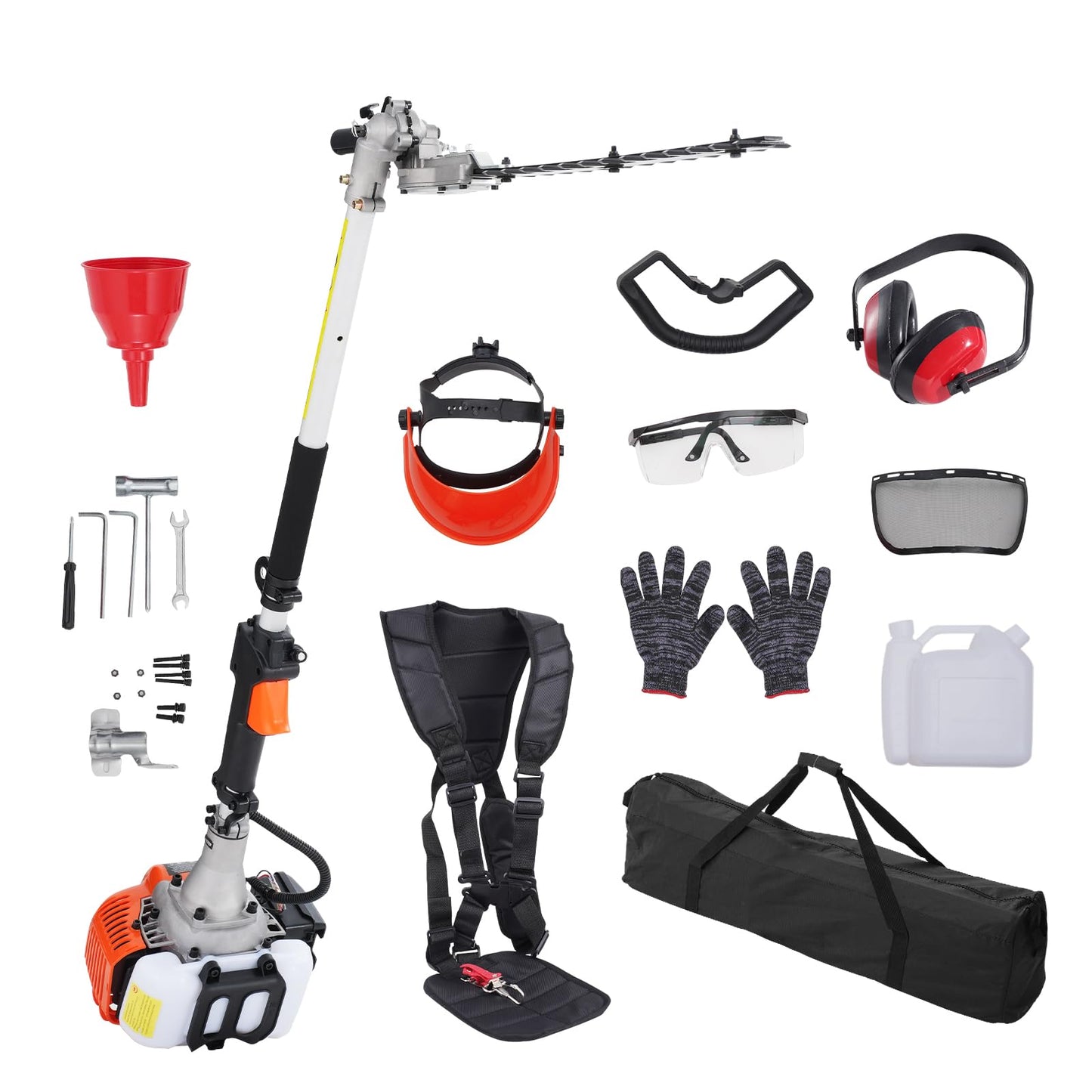 VEVOR Gas Hedge Trimmer 2 Cycle with Extension Pole, 15.7-inch 26cc Gas Powered Pole Hedge Trimmer with Dual Sided Dual Action Blade, Great for Trimming Shrubs, Bushes, w/EPA, CE and EMC Certification