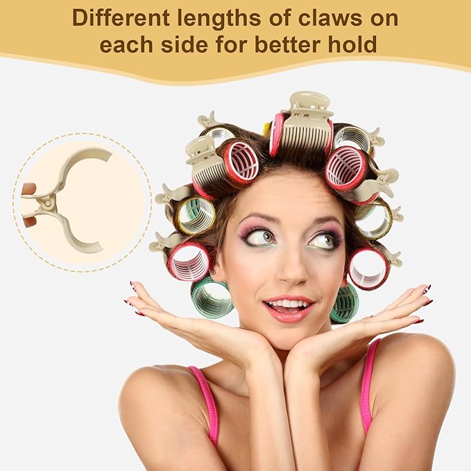 Hot Roller Clips -10PCS Hair Roller Clips - Hair Curler Claw Clip - Replacement Roller Clip for Women Girls Hair Section Styling - Beige