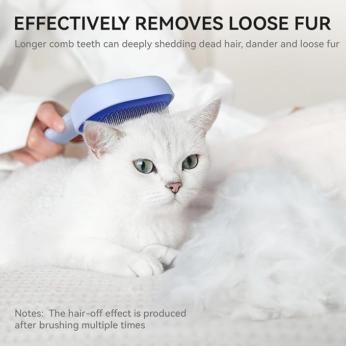 aumuca Self Cleaning Slicker Brush, Cat Brushes for Indoor Cats, Horses Grooming Deshedding Brush, Pet Massage Removes Loose Fur, Blue