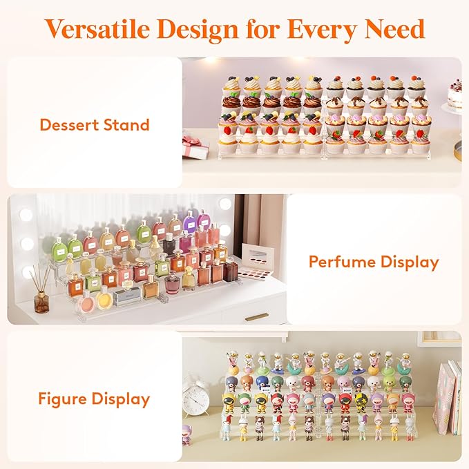 Lifewit Cupcake Stand, Perfume Cologne Organizer, Tool-Free Assembly, Display Riser, Spice Rack, Figurine Holder, Makeup Storage, Room Decor, Party Decorations, Clear, 14″ 4 Tier, 1 Pcs