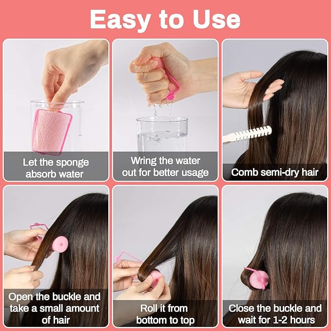 MAQIHAN 36PCS Foam Hair Rollers - Sponge Rollers for Heatless Hair Curler for Short/Long Curling Sleep rolos para cabello Jumbo Large Sponge Curlers Soft Sleeping Thin Hair Curl Overnight rulos