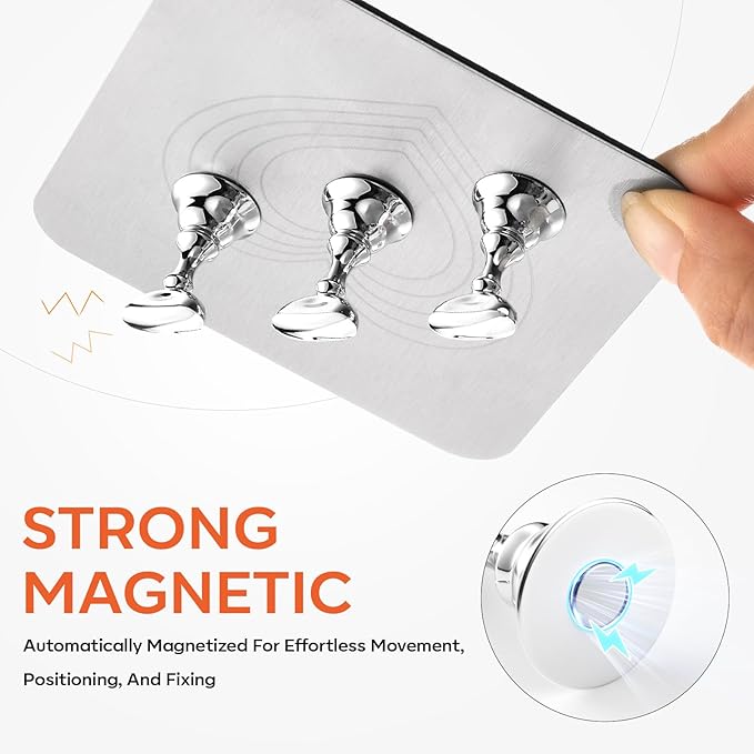 Makartt Nail Stand for Press-On Nails: Strong Magnetic, Large Flat Metal Base Holds 10 Tips at Once, Stable Holders for Nail Art Practise, Batch Painting, Design, Curing, Display, DIY Home & Salon Use