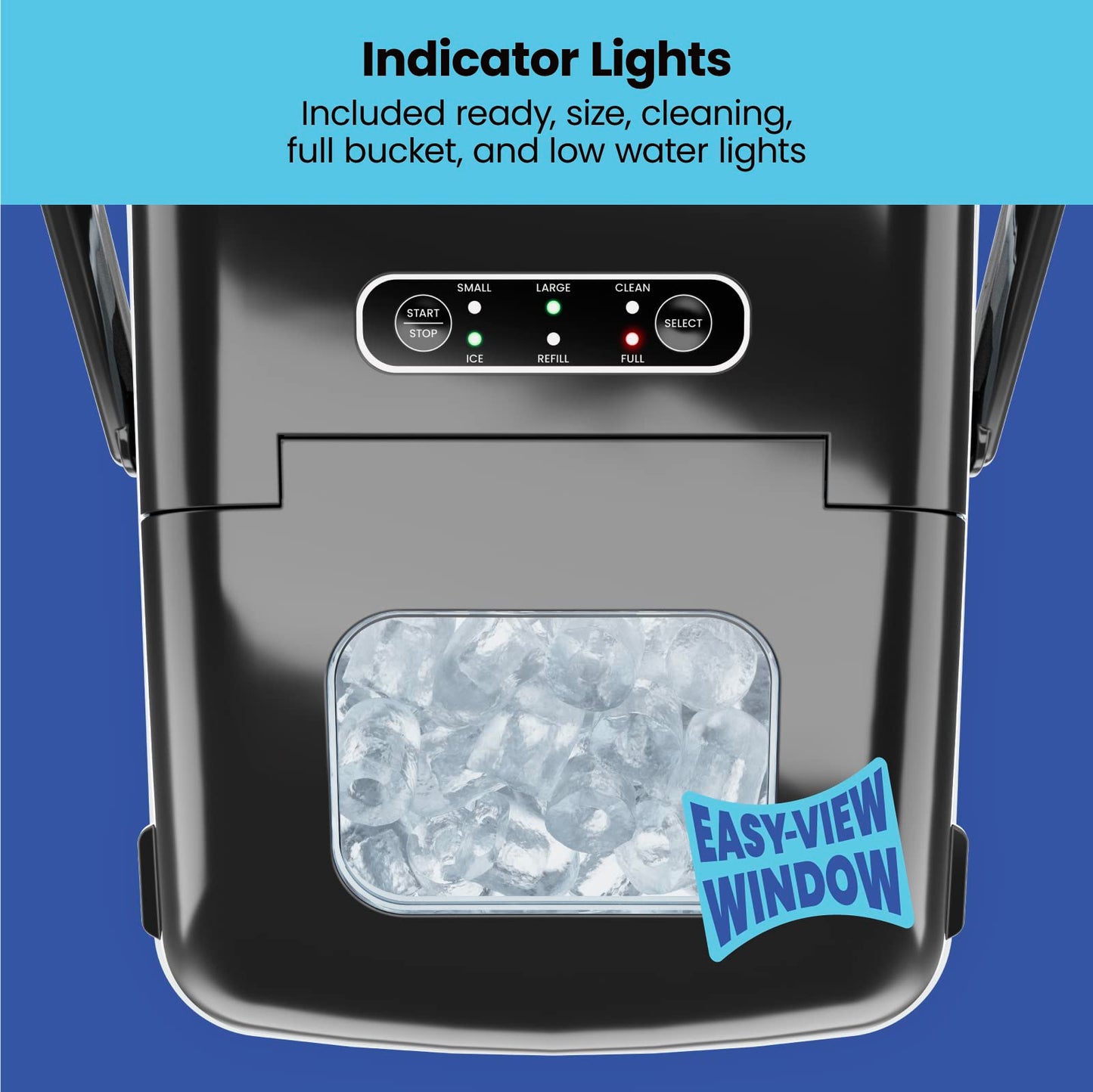Iceman Dual-Size Countertop Ice Maker Machine, Portable, Creates 2 Cube Sizes in 6 Mins, Holds 1.3 lb. of Ice, Makes up to 26 lb in 24 Hours, Self-Cleaning Scoop Included, Stainless-Steel