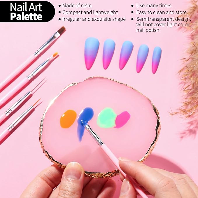 FANDAMEI Nail Design Tools, Nail Art Tools, Nail Brush, Nail Art Kit With Nail Stand, Nail Holder For Painting Nails, Nail Art Brushes, Nail Dotting Tool, Nail Art Palette, Nail Tools For Nail Art