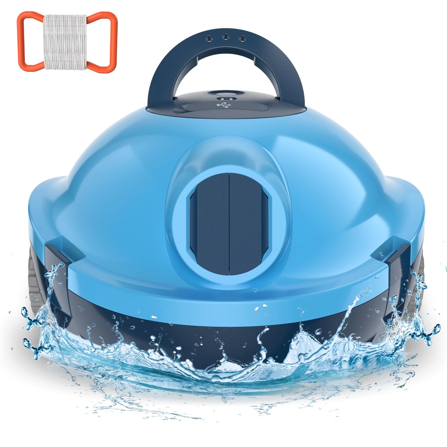 Y10 Cordless Robotic Pool Cleaner, Automatic Pool Vacuum - 90 Mins Runtime, Powerful Suction, Self-Parking, Lightweight for Above/Inground Pools Up to 65ft/1100 Sq.Ft (Navy)