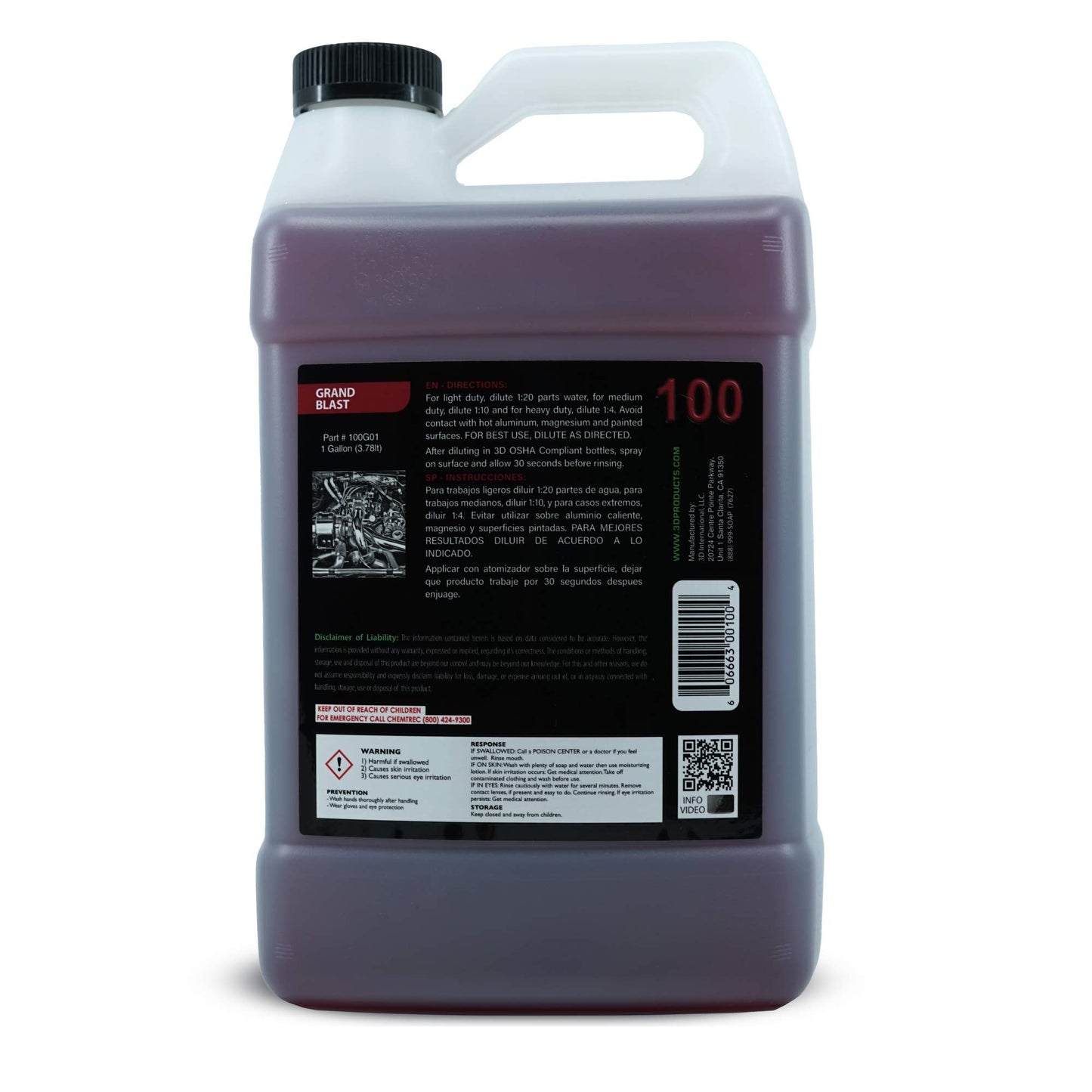 3D Grand Blast Engine Degreaser – Heavy Duty Biodegradable Cleaner for Engines, Wheels, Exhausts & More – Fast-Acting, Non-Staining – Made in USA – 1 Gallon