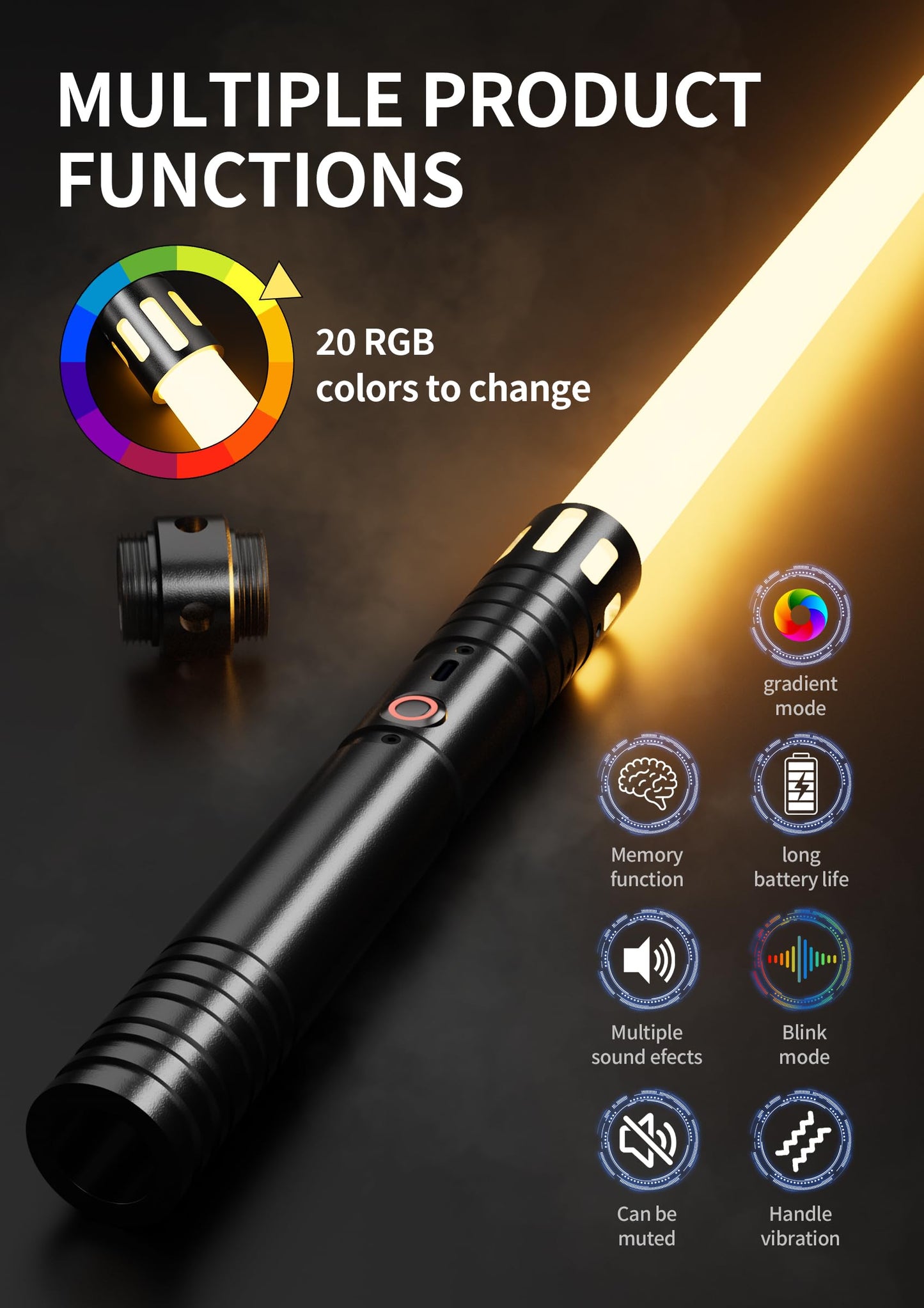 Lightsaber,Dueling Double Light Saber,Metal Hilt Force Fx Rechargeable 2pack Real 20 Colors Length 40 in gradient lightsabers,real dueling lightsaber for adults,Christmas Halloween Present for Kids