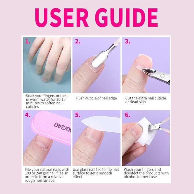 FANDAMEI Nail Kit, Nail Tools with Cuticle Trimmer, Glass Nail File, Nail Files for Natural Nails, Cuticle Nippers, Cuticle Pusher, Nail Care Kit, Manicure Kit for Women