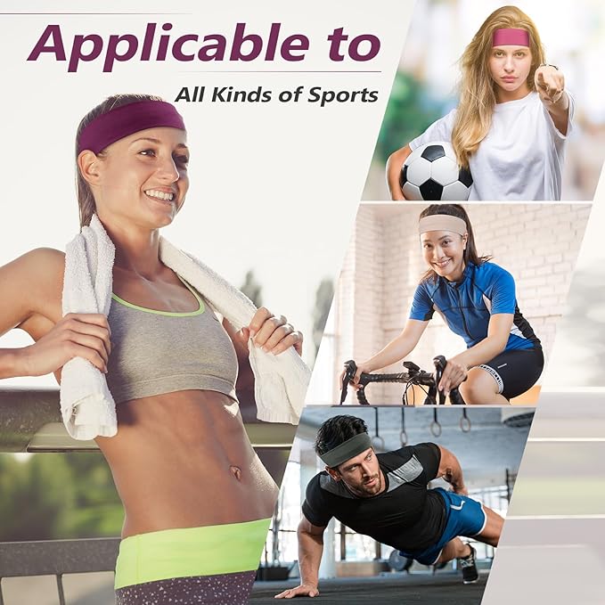 DiyJibb Headbands for Women, Stretchy Non Slip Soft Cotton Cloth Hair Bands for Sports, Workout, Yoga and Running, 7pcs