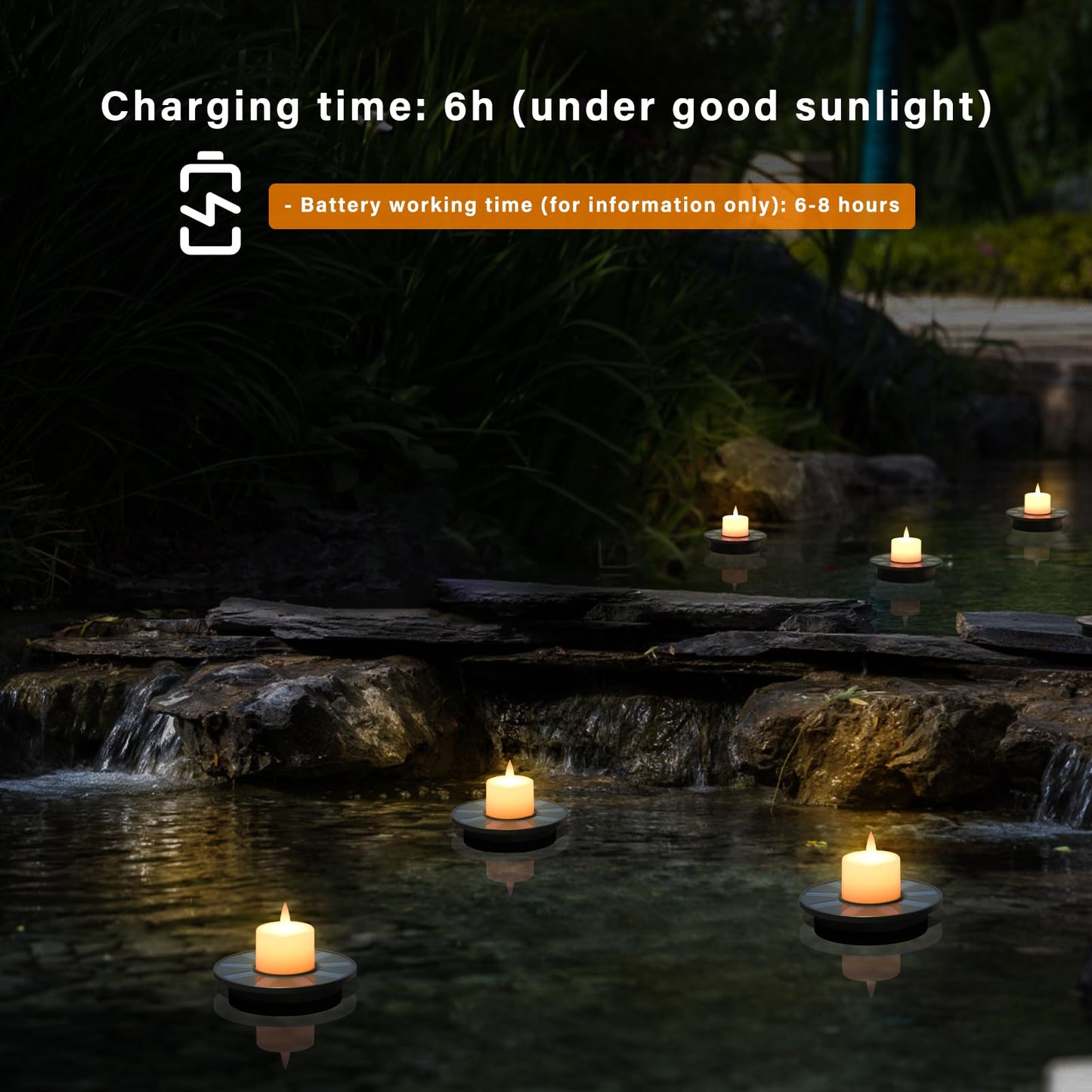 GGNOO Solar Floating Pool Lights, 5-Pack Solar-Powered Float Candles Lamps Tea Light for Pond Party Garden Backyard Outdoor Decor