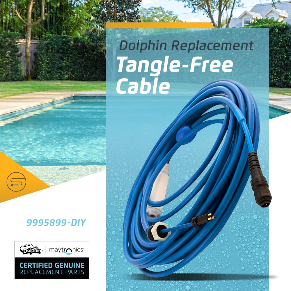 Dolphin Genuine Replacement Part — Durable 60 FT Blue Cable with Swivel for Tangle-Free Operation with Bluetooth/Wi-Fi Models — 9995899-DIY