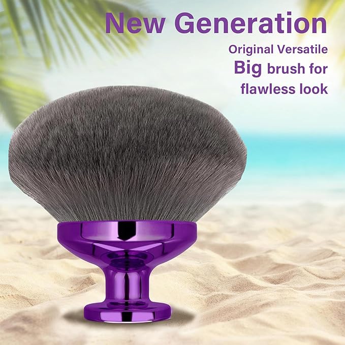 Extra Large Body Makeup Brush For Self Tanner, Leg Makeup &Bronzer Blend,4inch Wide-headed Kabuki Brush Provides More Even &Pretty Application, Sunscreen Face& Back Makeup Brush, Wet&Dry Use- Purple
