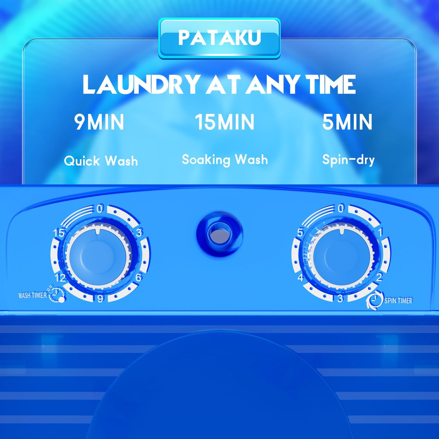 Pataku Portable Washing Machine, 16.7lbs Washer and Dryer with Shoe Brush 3 In 1, Single Tub Shoes Wash Machine and Spin Basket, Suitable for Dorms, Laundry, Apartments, Condos, RV