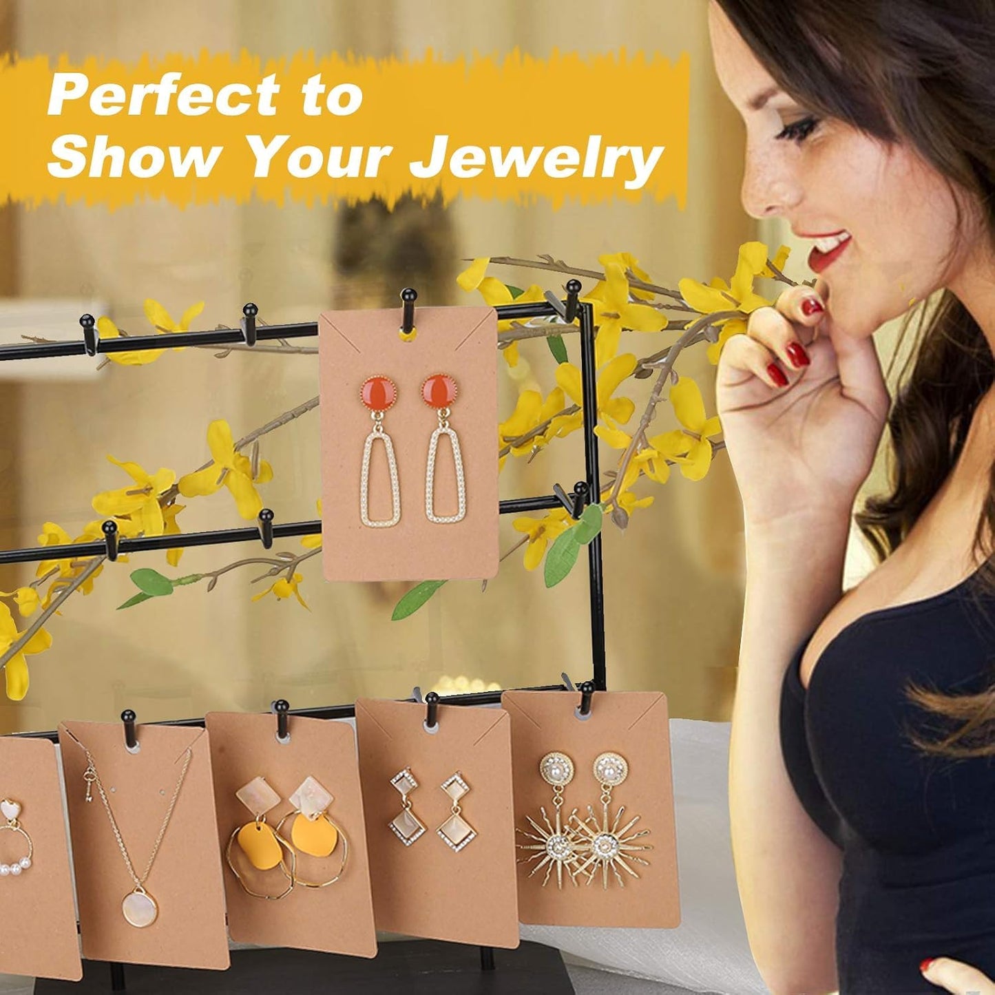 ovsor Works Great 500 Pcs Earring Display Cards - Well-made Earring Cards with Good Paper Quality, Plus Clear 500 Pcs Packaging Bags That Don't Tear Easily, for Earrings Necklace Jewelry Packaging