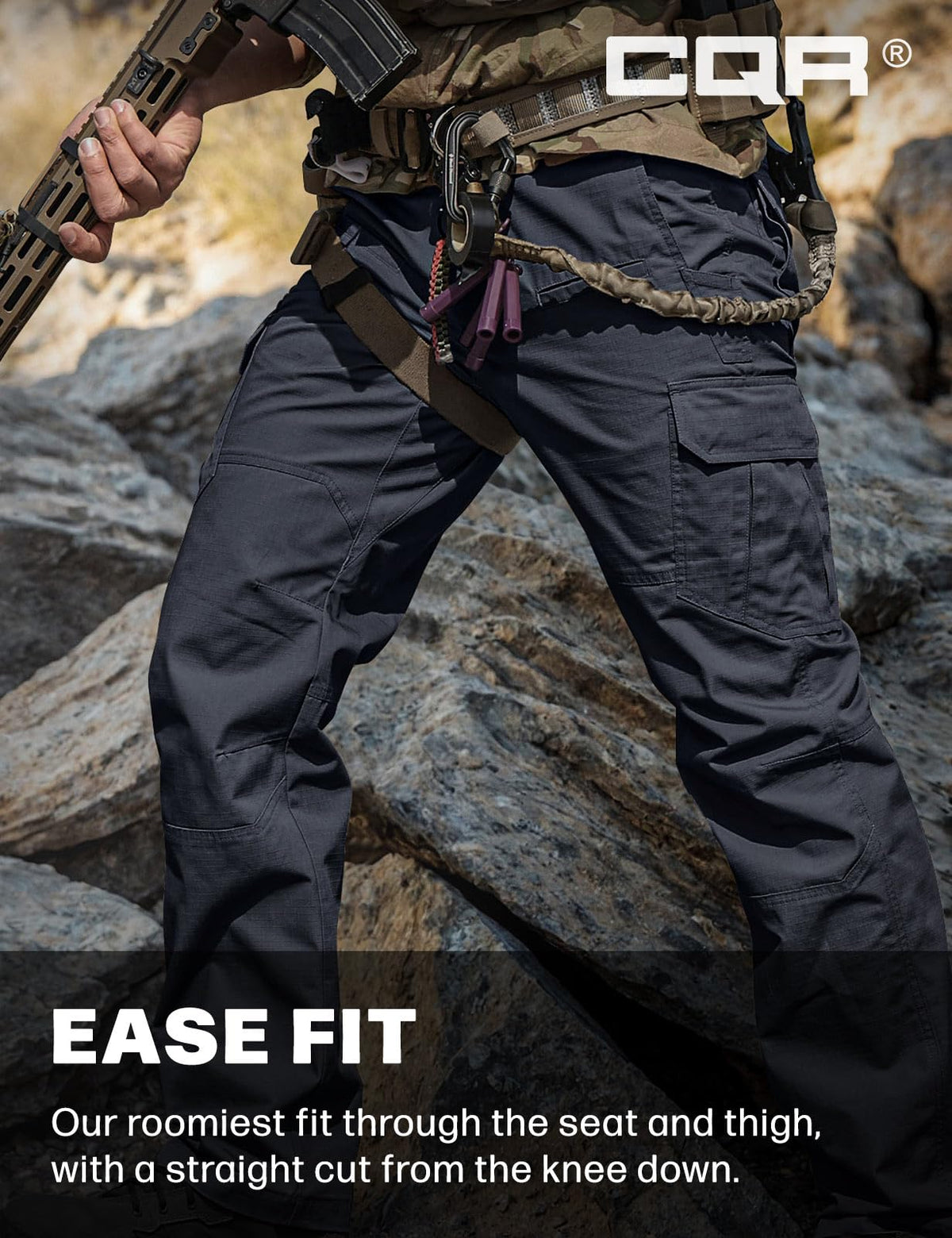 CQR Men's Tactical Pants, Water Resistant Ripstop Cargo Pants, Lightweight EDC Work Hiking Pants, Outdoor Apparel, Raider Police Navy, 38W x 34L