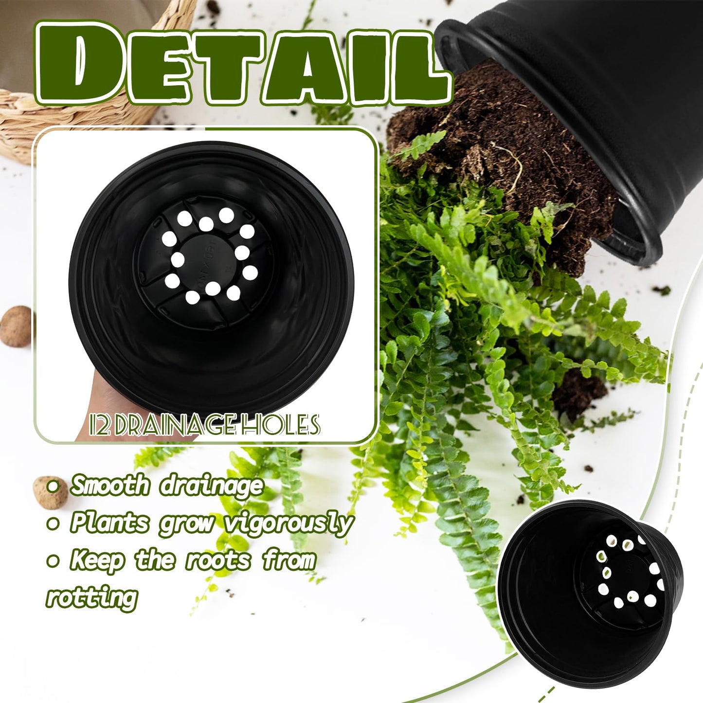 OJYUDD 120 Pcs 0.5 Gallon Black Plastic Plant Nursery Pots,Plant Seedling Pots with Drainage Holes,Black Flower Planting Container for Seedlings Transplanting,Planting,Succulent