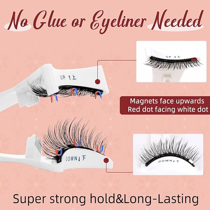 Higu clace Magnetic Eyelashes with Applicator 2 Pairs Magnetic Lashes Natural Look Wispy Magnet Lashes Easy to Wear and RemoveÃ¯Â¼ÂDJCX-A+B02)