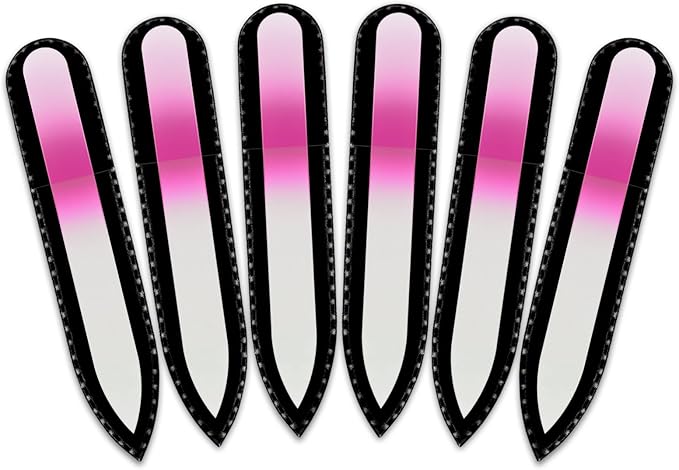 Mont Bleu Rainbow Crystal Nail File in Black Pouch - Small/Purse Size - Czech Tempered Glass - Handmade in Bohemia (Czech Republic)
