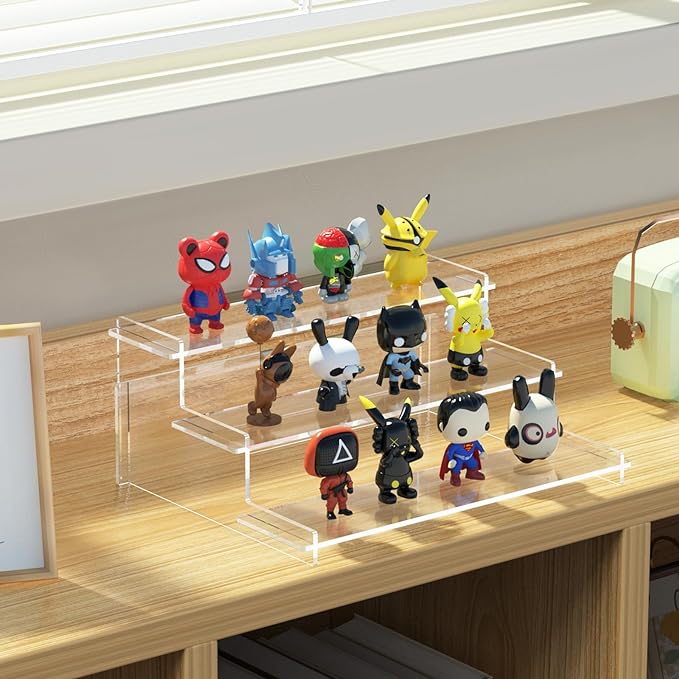 Acrylic Risers Display Stand, 3 Tier Cupcake Holder, Clear Perfume Organizer Stand, Display Shelf for Figures and Collection, Dessert Shelves for Party, Display Risers for Decoration and Organizer