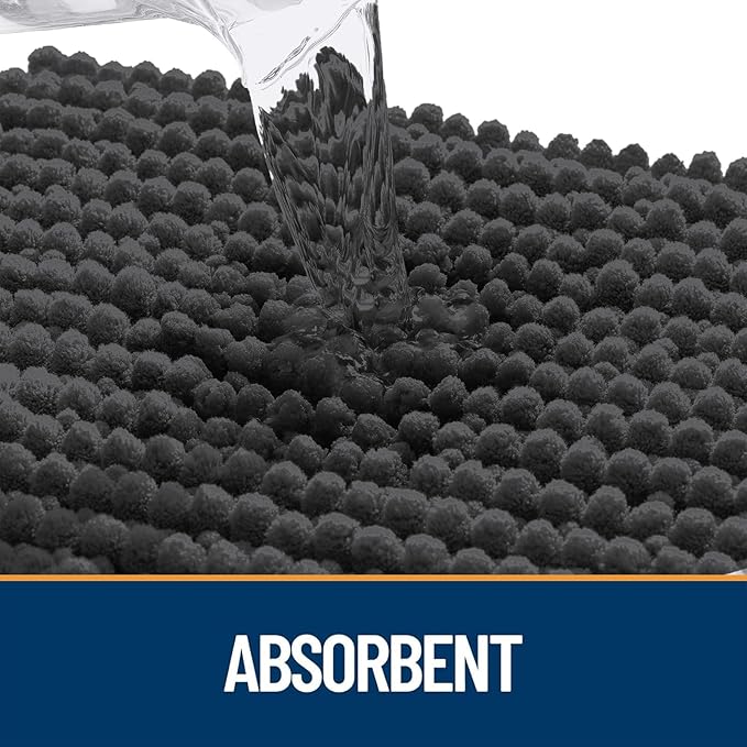 OLANLY Dog Door Mat for Muddy Paws 47x17, Ultra Absorbent Chenille Mud Doormat, Non-Slip Washable and Dirt Trapping Doormat for Indoor Entryway, Quick-Dry Indoor Pet Bed Mats for Dogs, Dark Grey