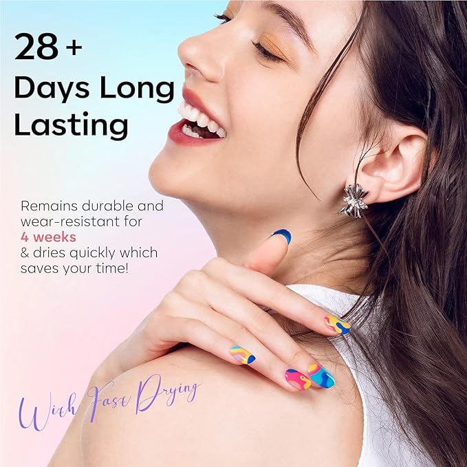 modelones Gel Nail Polish Set - 6 Colors 2026 Spring Summer Neon Bright Gel Polish Hot Pink Royal Blue Purple Turquoise Peaches Coral Yellow Pastel Nail Polish Soak Off LED Manicure DIY Gift Unisex