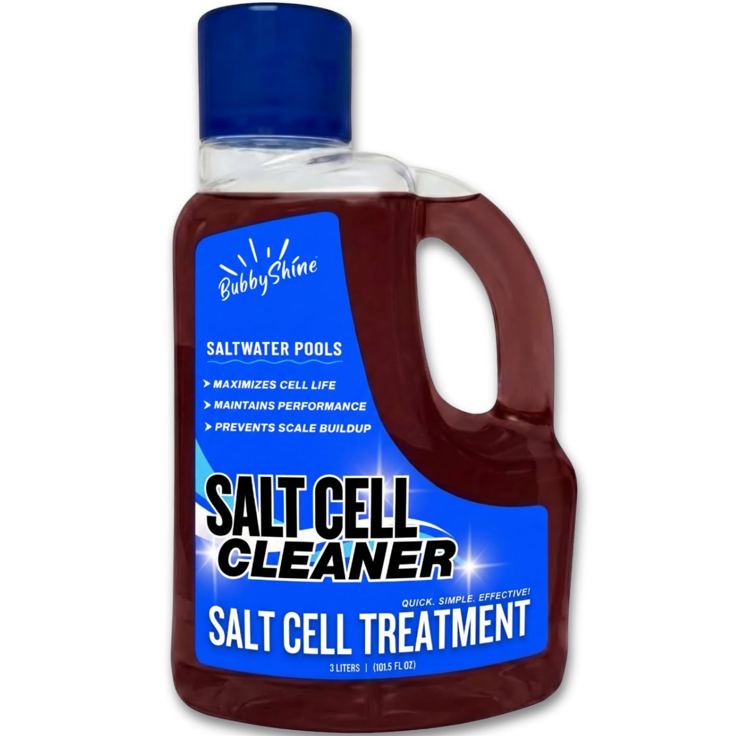 Salt Cell Cleaner for Pool, Pool Salt Cell Cleaner for Saltwater Pools, Salt Generator Cell Cleaner Solution, Helps Reduce Scale Buildup, 3 L (101.5 fl oz) - BubbyShine