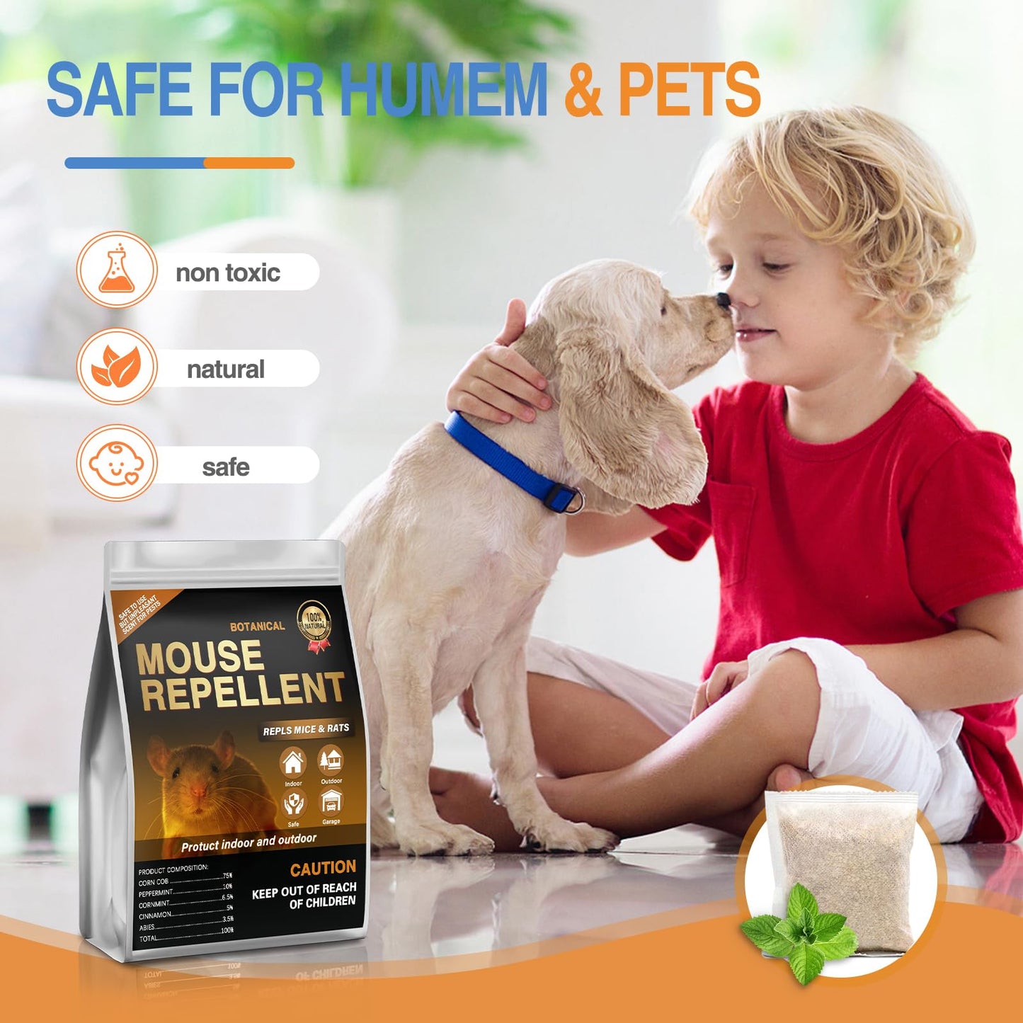 Mouse Repellent Pouches,24 Pack Rodent Repellent,Nature Peppermint Oil Keep Mice Out of Car Engines,Rv,Garage & Home,Safe for Humans and Pets