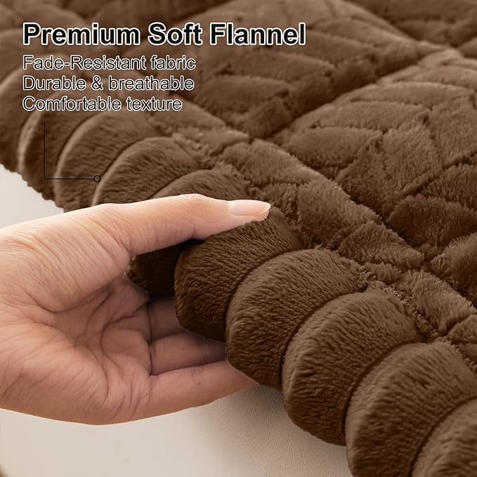 Smiry Non Slip Couch Covers for Dogs, Fuzzy Pet Couch Covers for 2 Cushion Sofa Pet Friendly, Soft Sofa Loveseat Slipcovers Cushion Furniture Protector Washable (Brown, 27.6" x 47")