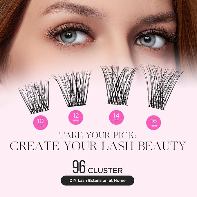 PopUp Cluster Lashes Wispy Lash Clusters Soft D Curl Eyelash Clusters Russian Lashes Clusters DIY Eyelash Extensions at Home,Thin Bank 9-18mm MIX (703)
