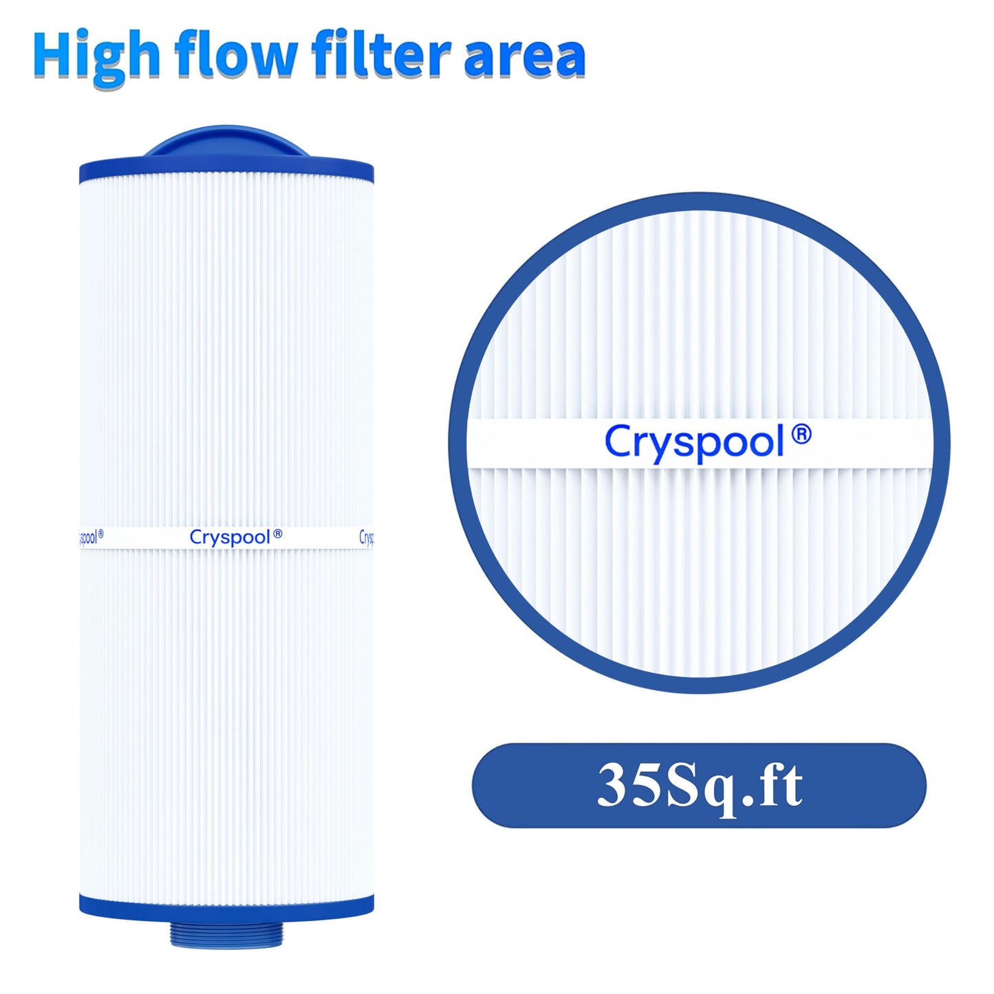 Cryspool® 05039 Filter Compatible with Marquis 35, Marquis Spa 20042, 20092, 370-0240, PPM35SC-F2M, 5CH-352, FC-0196, 35 Sq. Ft Spa Filter Cartridge, 2 Pack