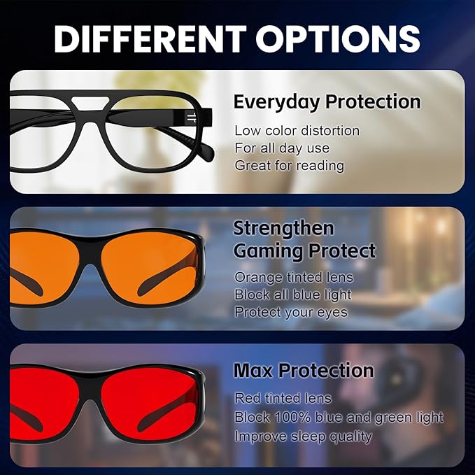 Eyekepper Red Lens Blue Light Glasses Men,Fitover Blue Light Blocking Glasses Women, Red Light Glasses Eye Protection - Tortoise