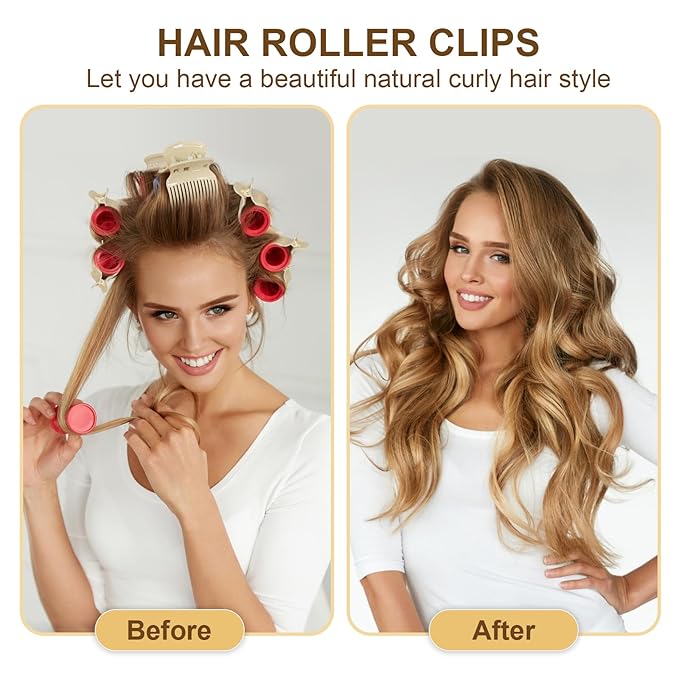 Hot Roller Clips -10PCS Hair Roller Clips - Hair Curler Claw Clip - Replacement Roller Clip for Women Girls Hair Section Styling - Beige