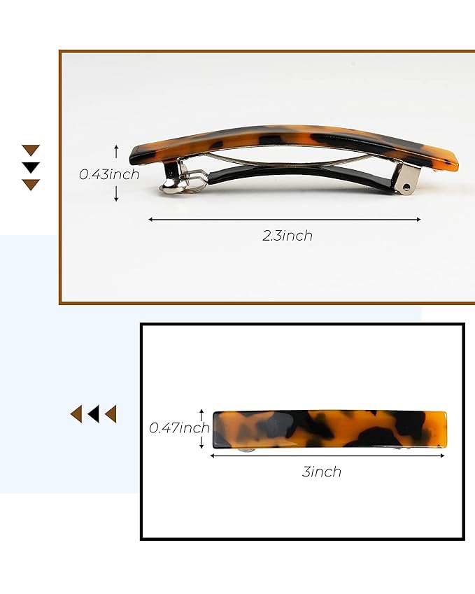 Hair Barrettes for Women, 8 Pcs Barrettes for Fine Thin Thick Hair, 3 Inch Acetate Small Clips Barrette No Slip, French Tortoise Shell Womens Girls Accessories
