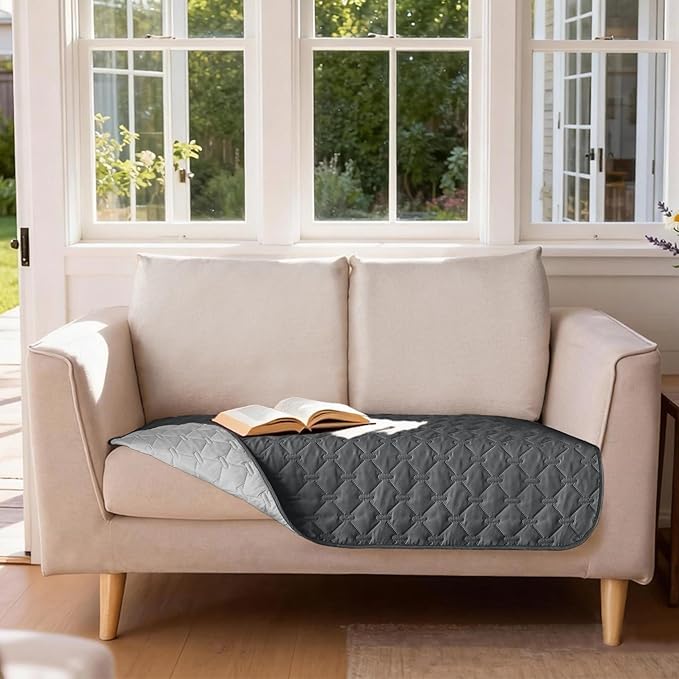 gogobunny 100% Double-Sided Waterproof Dog Bed Cover Pet Blanket Sofa Couch Furniture Protector for Puppy Large Dog Cat, Reversible (32x53 Inch (Pack of 1), Dark Grey/Light Grey)