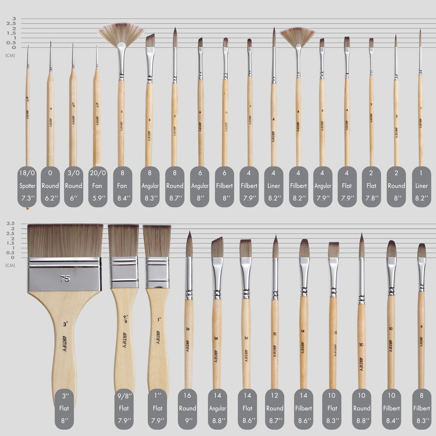 ARTIFY 30 Pieces Professional Paint Brush Set – Expert Series Synthetic Nylon Brushes for Acrylic, Oil, Watercolor, Gouache – No Shedding, Canvas Roll Case & Palette Knife, Artist Gifts Art Supplies